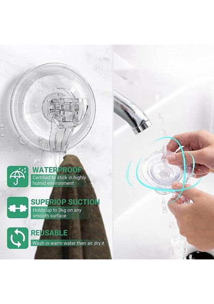 2x Büyük Şeffaf Yeniden Kullanılabilir Ağır Hizmetli Vakum Kupası Kancası (Yurt Dışından) indirimleri