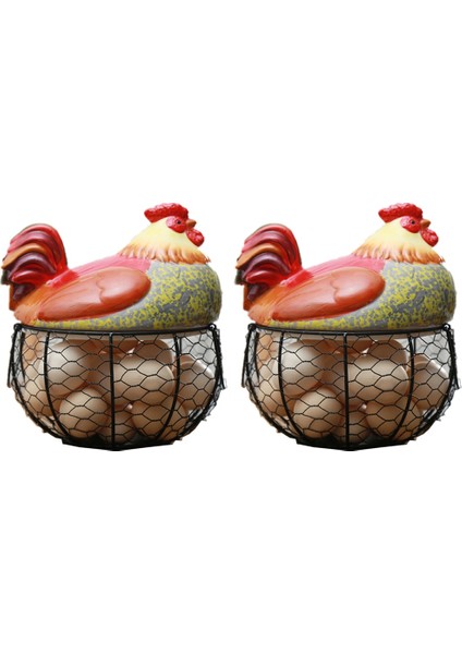 2x Seramik Yumurta Tutucu Tavuk Teli Yumurta Sepet Meyve Sepeti Tavuk Süsleri Dekorasyonu 19CMX22CM (B) (Yurt Dışından)