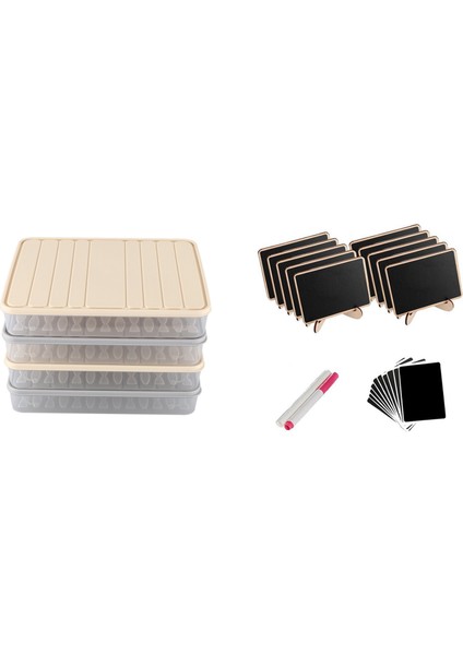 4 Pc Set Buzdolabı Gıda Koruma Saklama Kutusu L &amp 1 Set Mini Kara Tahta Etiket Işaretleri Çerçeveli Şövale Stand (Yurt Dışından)