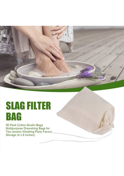 50 Paket Pamuklu Muslin Torbaları Çay Takı Için Çok Amaçlı Çekme Çantaları Düğün Partisi Depolama (4 x 6 Inç) (Yurt Dışından) fırsatları