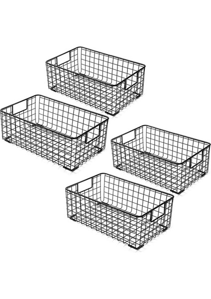4pcs Kulplu Tel Depolama Sepetleri Ev Ofis Kreş Çamaşır Rafları Için Metal Organizatör Sepet Kutuları Organizatör (Yurt Dışından)