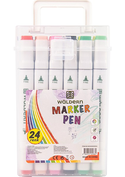 Premium 24'lü Çift Taraflı Kalem Seti + Plastik Taşıma ve Koruma Çantalı