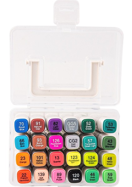 Premium 24'lü Çift Taraflı Kalem Seti + Plastik Taşıma ve Koruma Çantalı modelleri