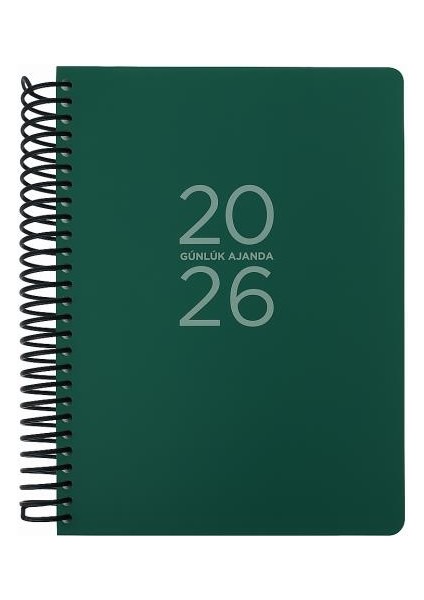2026 - 17X24 Spiralli Günlük Ajanda - Yeşil