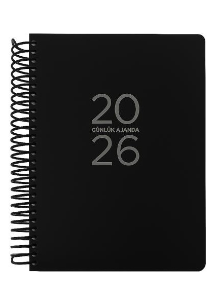 2026 - 17X24 Spiralli Günlük Ajanda - Siyah