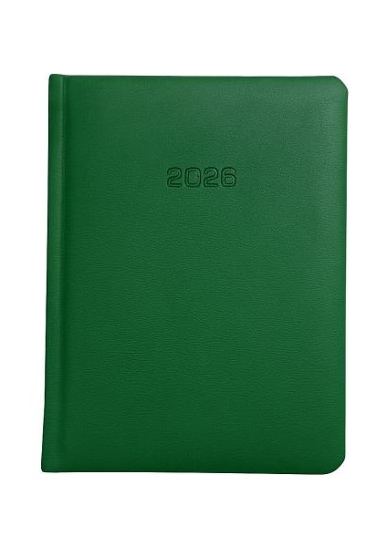 2026 - 14X20 Günlük Termo Deri Ajanda - Yeşil