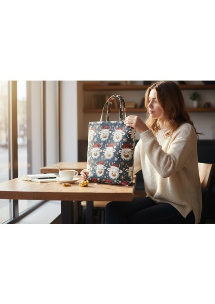 Kumaş Yeni Yıl Çantası, Bez Çanta, Hediye Poşeti, Noel Baba Çanta