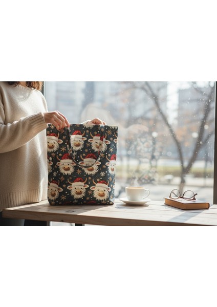 Kumaş Yeni Yıl Çantası, Bez Çanta, Hediye Poşeti, Noel Baba Çanta