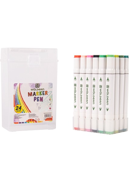 Premium 24'lü Çift Taraflı Kalem Seti + Plastik Taşıma ve Koruma Çantalı fırsatları