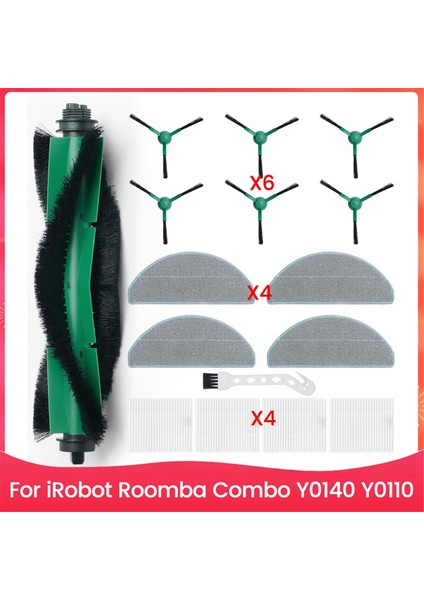 Irobot Roomba Için Yedek Aksesuarlar Parçaları Combo Y0140, Y0110 Robot Vakum Kiti Ana Yan Fırça Hepa Filtre (Yurt Dışından)