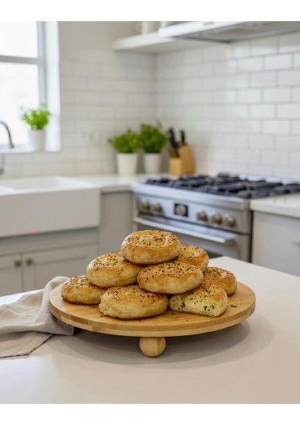 Top Ayaklı Yuvarlak Bambu Pasta Standı & Kek Standı – En Büyük Boy 29X29 cm Bambu Sunumluk ve Servis Tabağı fırsatları