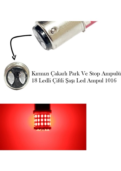 Fren Lamba Stop Çakar Ampulü 18 Ledli Park ve Stop Çiftli Şaşı LED Ampul 1016 2 adet fiyatları
