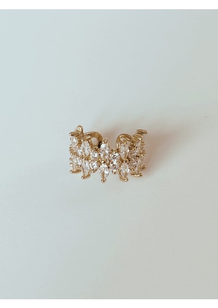 Oval ve Yuvarlak Parlak Taşlı Gold Earcuff fırsatları