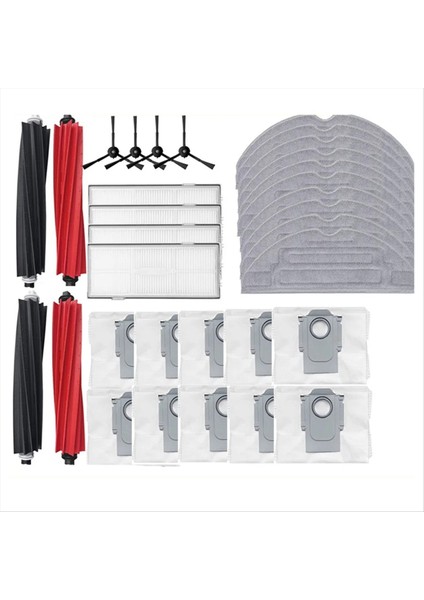 Roborock S8 / S8 Plus / S8 Pro Ultra Yedek Yedek Parçalar Ana Yan Fırça Hepa Filtre Mop Bez Toz Çantası Için (Yurt Dışından)