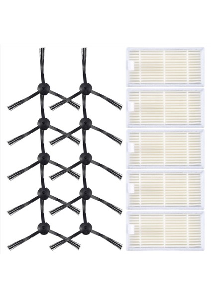 Panda X500 Için Vakum Süpürge Aksesuarları Kiti X500 Gutrend JOY90/FUN 110 Ecovacs CR120/CEN540 Hepa Filtresi x 5pcs + Yan Fırça x 10 (Yurt Dışından)