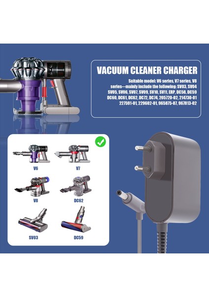 Vakum Süpürge Güç Adaptörü Robot Dyson V6 V7 V8 DC58 DC59 DC61 DC62 DC74 Ab Fişi (Yurt Dışından) fırsatları