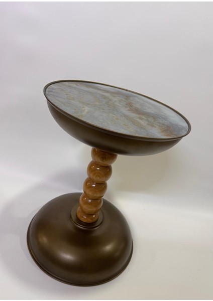 Luna 4mm Baskılı Camlı 53CM Yuvarlak Yan Sehpa fiyatları