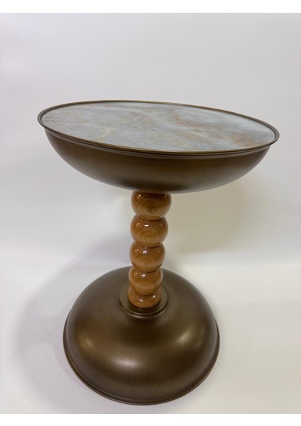 Luna 4mm Baskılı Camlı 53CM Yuvarlak Yan Sehpa fırsatları