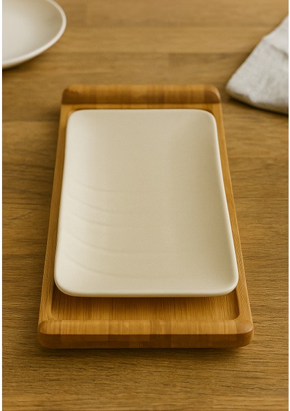 Doğal Bambu Sunum Tepsisi – Servis Tabağı, Çok Amaçlı Ahşap Tepsi (28x13 cm) indirimleri