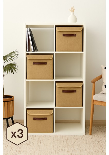 Jüt Kapaklı Dolap Içi Çamaşır Oyuncak Düzenleyici Katlanır Saklama Kutusu 30X30X30 cm