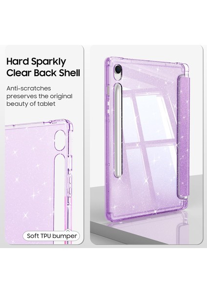 Samsung Galaxy Tab S11 11 Inç 2025 SM-X730/X736B Için Tablet Kılıfı, Kız Çocukları Için Parıltılı Şeffaf Otomatik Uyandırma/uyku Özellikli Tablet Kılıfı (Yurt Dışından) modelleri