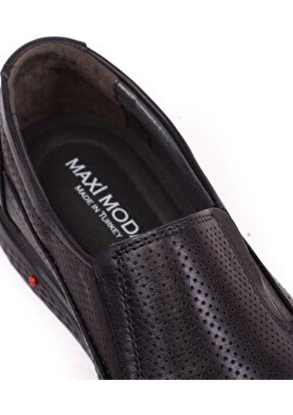 Hakiki Deri Erkek Ayakkabı Düz Taban Bağcıksız Ortopedik Tasarım