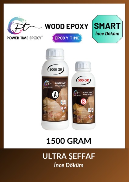 1500 Gram Wood Epoxy Smart / Ultra Şeffaf ve Parlak Epoksi Reçine Ince Döküm