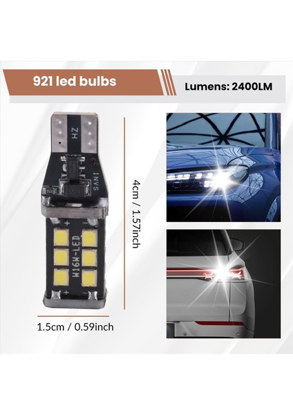 4pcs Parlak Beyaz Canbus Araba Yedekleme Ters Işıkları Için LED Ampul 912 921 T15 W16W (Yurt Dışından) fırsatları