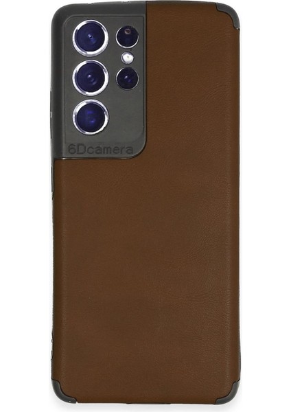 Samsung Galaxy S21 Ultra Kılıf Loop Deri Silikon - Kahverengi