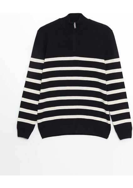 Yeni Sezon Dik Yaka Uzun Kollu Çizgili Erkek Triko Kazak indirimleri