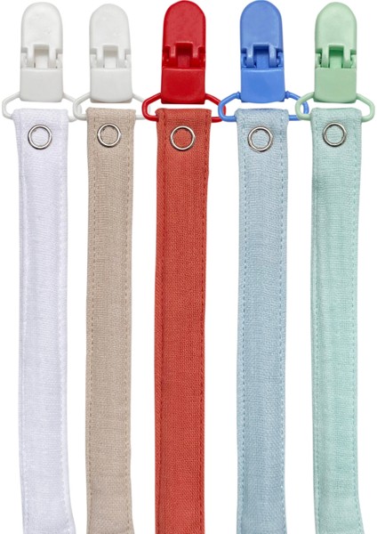 5'li Yıkanabilir Renkli Emzik Askısı Emzik Zinciri Pamuk (5 Askı 5 Klips) modelleri