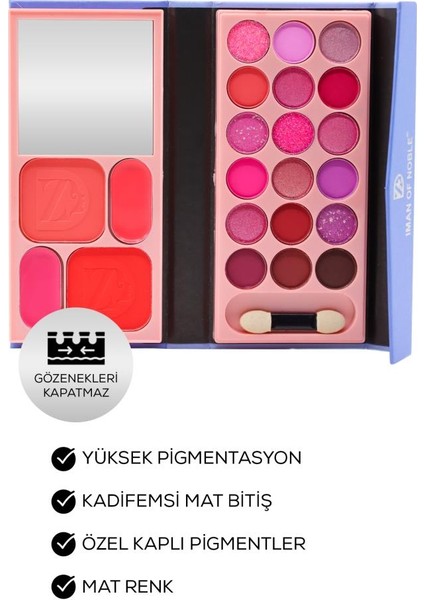 Cüzdan Şekilli 2 Katlı Far ve Allık Paleti Mavi Renk fiyatları