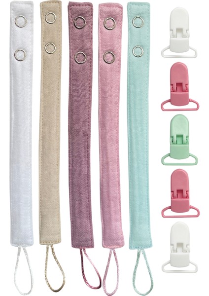 5'li Yıkanabilir Renkli Emzik Askısı Emzik Zinciri Pamuk (5 Askı 5 Klips) fiyatları