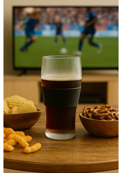 Soğutucu Jelli Dondurulabilir Bardak – Çift Cidarlı, 470 ml, BPA’sız Akrilik Bardak (Siyah Bantlı Tasarım)