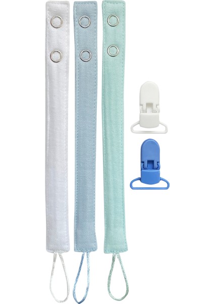 3'lü Pamuk Müslin Bebek Emzik Askısı 2 Plastik Klips Kolay Açılır Emzik Tutacağı /emzik Zinciri fiyatları