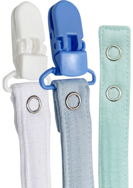 3'lü Pamuk Müslin Bebek Emzik Askısı 2 Plastik Klips Kolay Açılır Emzik Tutacağı /emzik Zinciri fırsatları