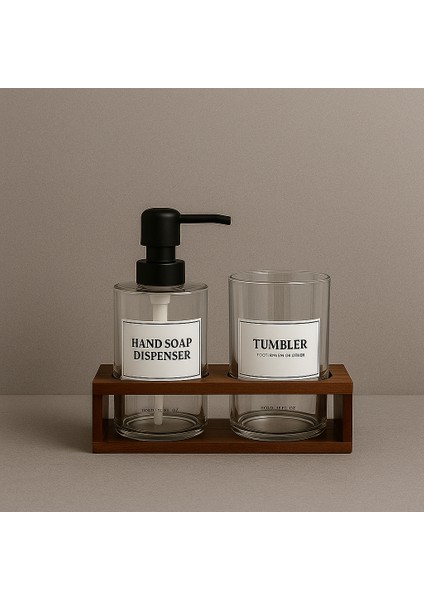 Akasya Standlı Cam Sabunluk Seti – Modern Şeffaf Dispenser ve Diş Fırçalık (2’li Banyo Seti) fırsatları
