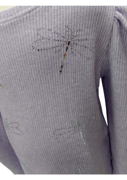 Kız Çocuk Balon Kol Model Yanları Ip Büzgü Ayarlamalı Yusufçuk Taşlı Lila Renk Uzun Kol Badi fiyatları