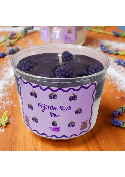 Böğürtlen Reçeli Mum – Jel & Soya Wax El Yapımı Kokulu Mum (Böğürtlen Kokulu Mika Kap)