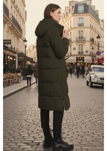 Kadın Uzun Kışlık Içi Elyaflı Astarlı Yan Fermuar Detaylı Şişme Mont fiyatları