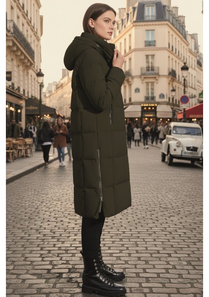 Kadın Uzun Kışlık Içi Elyaflı Astarlı Yan Fermuar Detaylı Şişme Mont modelleri