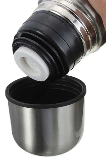 Sıcak Soğuk Korumalı Çelik Termos 1 Litre – Çift Kapaklı Aç Kapa Düğmeli Seyahat Tipi TERMOS-777 Hc indirimleri