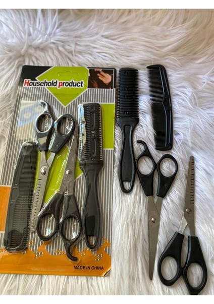 4 Parça Berber - Kuaför Tıraş Seti ( Ara Makas - Tarak- Jiletli Tarak- Makas ) indirimleri