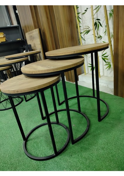 3 Lü Ahşap Zigon Sehpa