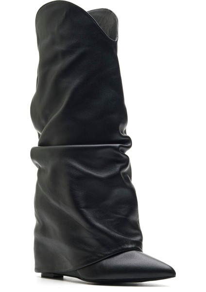 Vansy Siyah Hakiki Deri Kadın Topuklu Çizme fiyatları