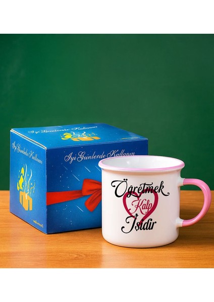 Öğretmen Tasarımlı Pembe Enamel Kupa Bardak -1, Öğretmene Hediye, Öğretmenler Günü Hediyesi fiyatları