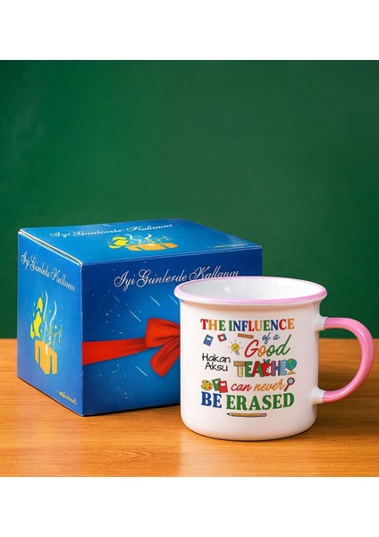 Kişiye Özel Öğretmen Tasarımlı Pembe Enamel Kupa Bardak -4, Öğretmene Hediye, Öğretmenler Günü Hediyesi fiyatları