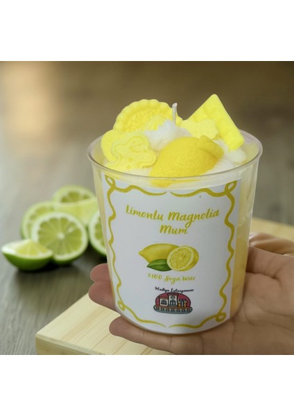 Limonlu Magnolia Mum – El Yapımı Soya Wax Kokulu Dekoratif Mum (Ferahlık Veren Limon Kokusu) modelleri