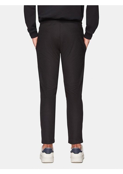 Beli Lastikli Düz Paça Siyah Eşofman