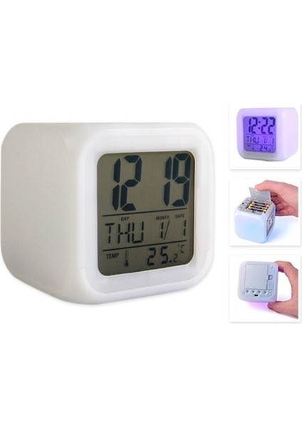 7 Renk Değiştiren Alarmlı Dijital Küp Saat modelleri